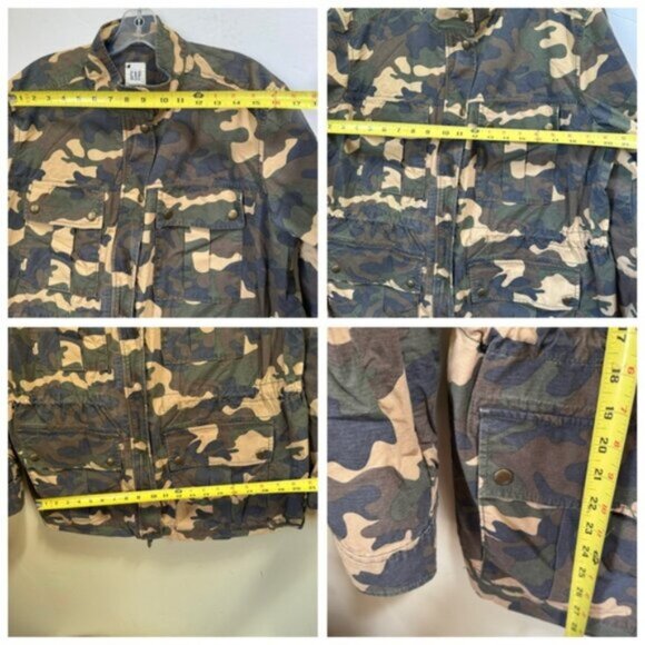GAP NEW Utility Cotton Military Camo Jacket Pockets Zip Drawcord Lightweight XL - Picture 16 of 16